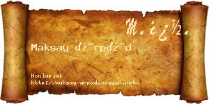 Maksay Árpád névjegykártya