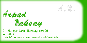 arpad maksay business card